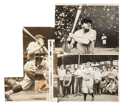 Babe Ruth Various Original Wire Photo Collection With Bats